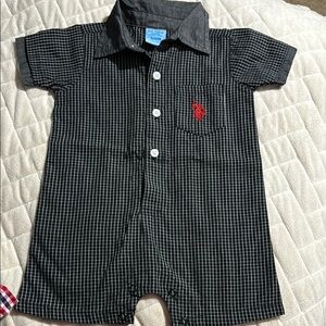 Ralph Lauren Baby Romper Black Checkered
